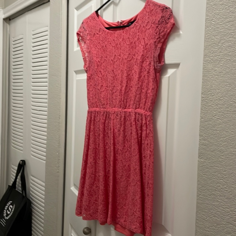 Small, coral, lace, SS dress